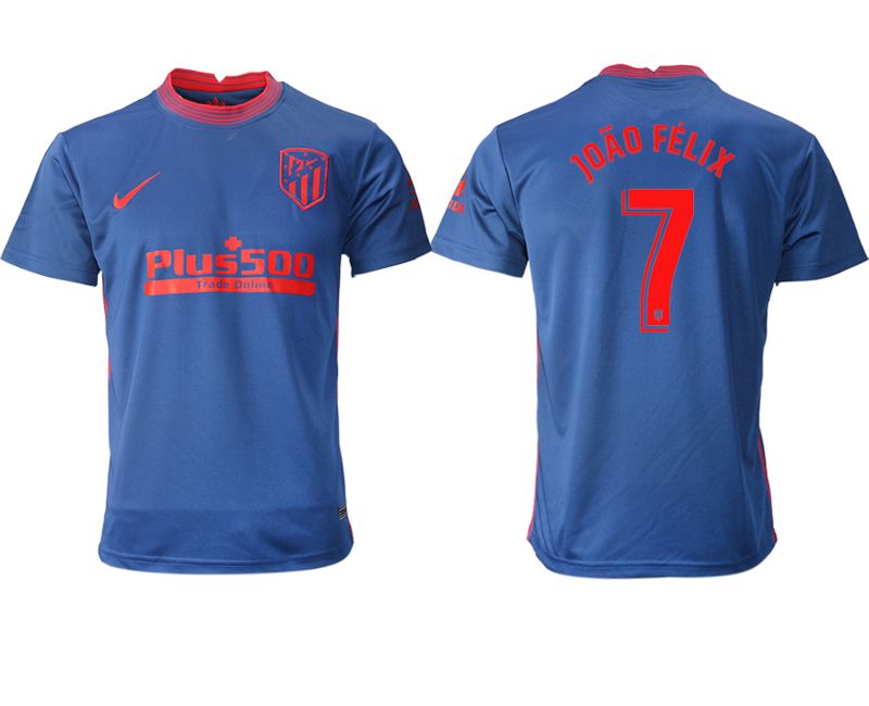 Men 2020-2021 club Atletico Madrid away aaa version #7 blue Soccer Jerseys